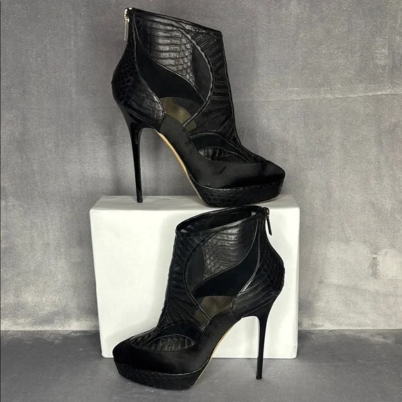 Jimmy Choo Snakeskin Platform Stiletto Ankle Boots Luxe Rare - Picture 3 of 11